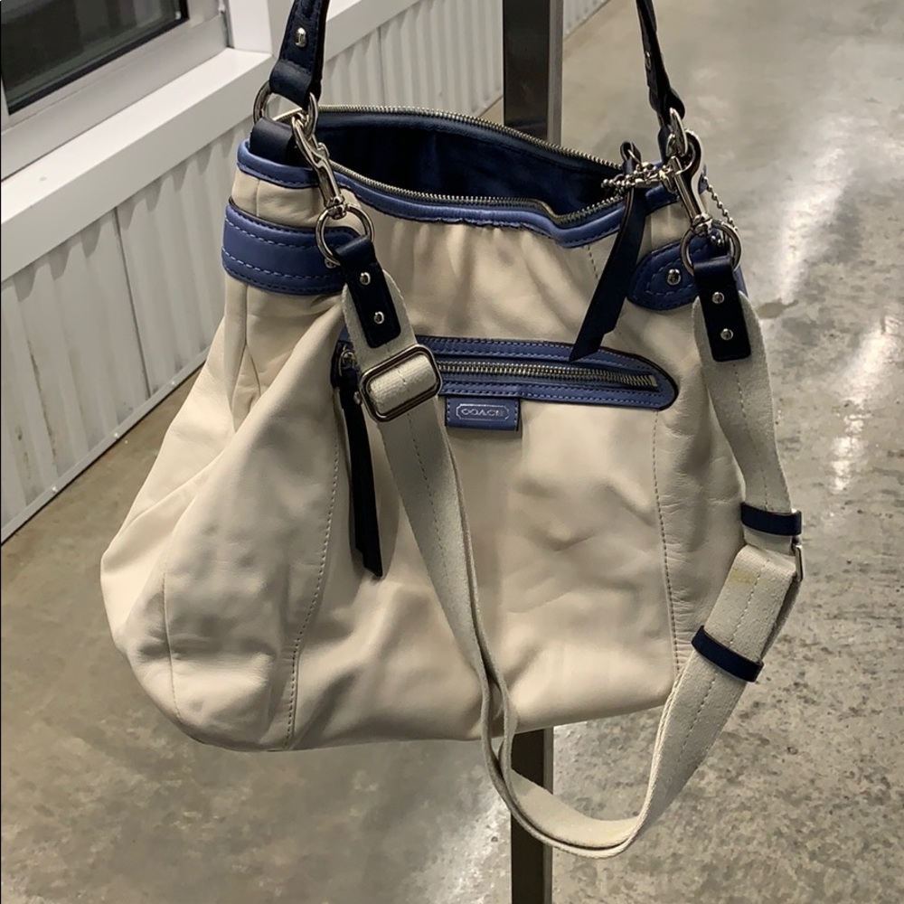 Coach blue/white drop hobo